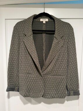 Anthropologie Porridge Olive Green Geometric Textured Knit Blazer Women's